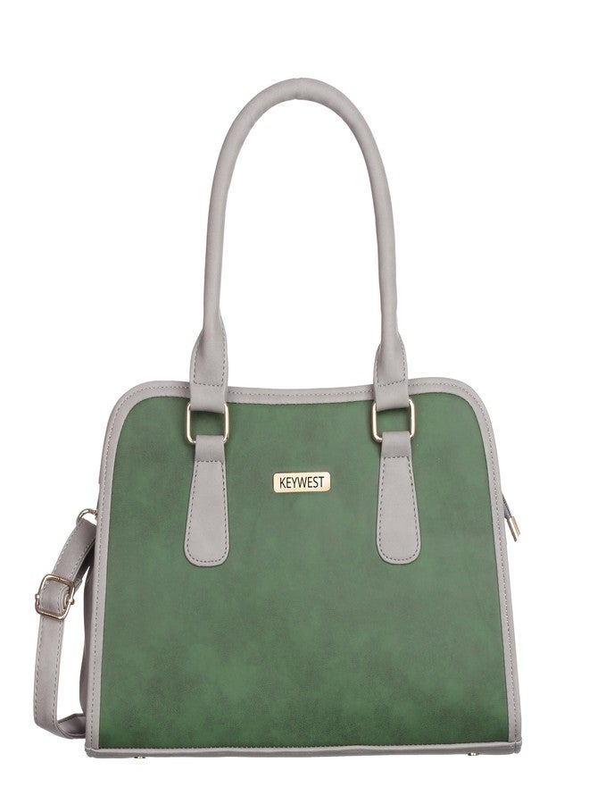 Keywest حقيبة يد نسائية من Keywest، طراز Laurent Satchel Tote، مناسبة للنساء | حقيبة يد أنيقة | حقيبة كتف أنيقة | هدية مثالية للنساء | أخضر || رمادي - Image 2